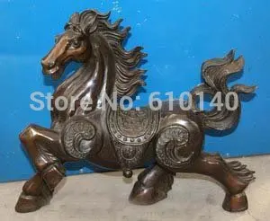 

20" Chinese Zodiac Bronze Successful War Running Folk Horse Money Wealth Statue