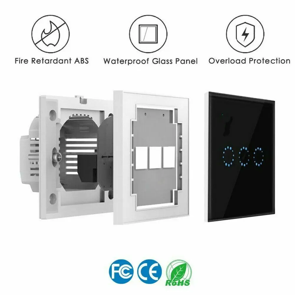 EU Plug 1/2/3 Smart WIFI Light Switch Remote Alexa Home Voice Control Smart Home