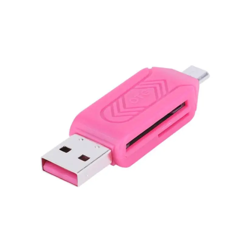 USB 2,0 Micro USB OTG кард-ридер для TF SD Memery карта адаптер для ПК мобильного телефона ноутбука ноутбук Высокое качество OTG кард-ридер - Цвет: Розовый