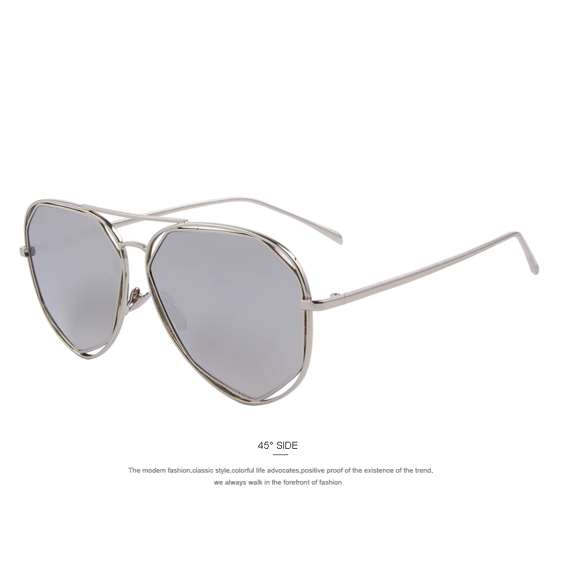 MERRYS, модные женские солнцезащитные очки, классические, фирменный дизайн, двухлучевое покрытие, зеркальная плоская панель, линзы, летние, оттенки S8492 - Цвет линз: C05 Silver