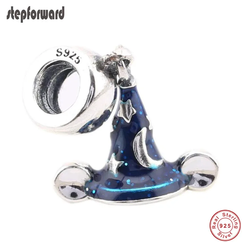 

DIY High Quality Cool Enamel 925 Authentic Silver Witch Hat Hanging Charm fit Bracelet & Necklaces Silver DIY Jewelry Ma