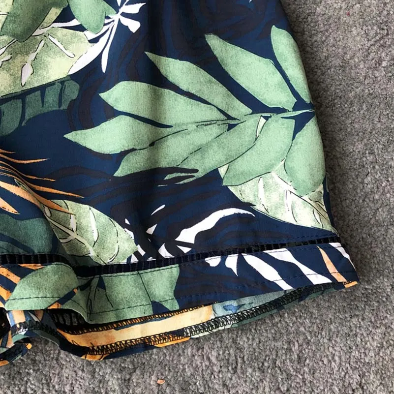 Boho короткий женский комбинезон пляжное V образным вырезом с низким на спине в