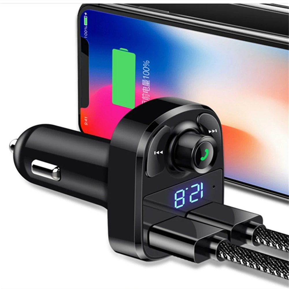 

FM Transmitter Bluetooth Car Kit MP3 Player LED Dual USB 4.1A Car Charger Voltage Display Micro SD TF Music Playing