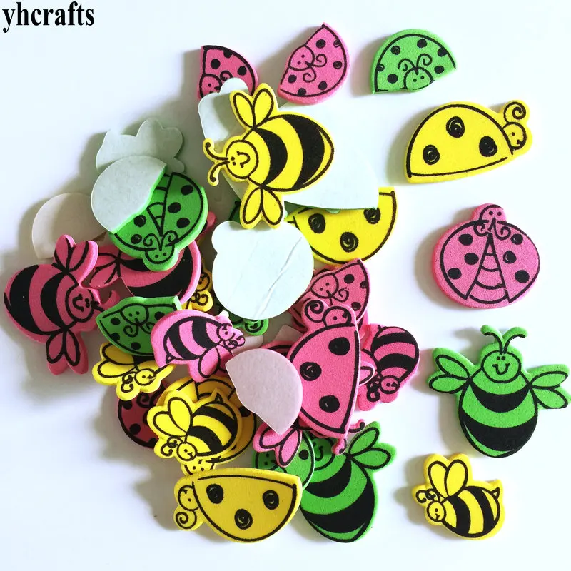 

1bag/LOT.Bee ladybug butterfly insect foam stickers Kindergarten crafts Activity items Kids room ornament Birthday gifts Sales