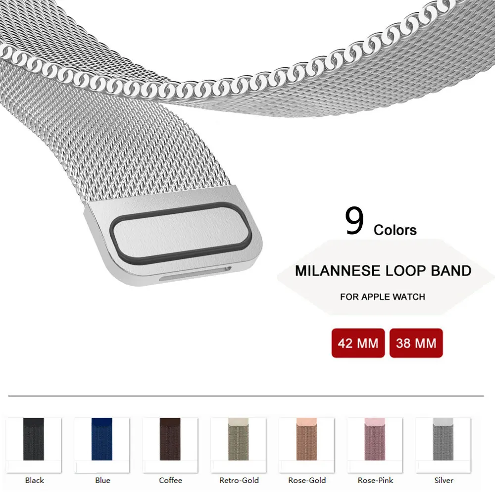 

Milanese Loop Band & Link Bracelet Stainless Steel Strap fo Apple Watch Band Series 3/2/1 42mm 38mm Watchband