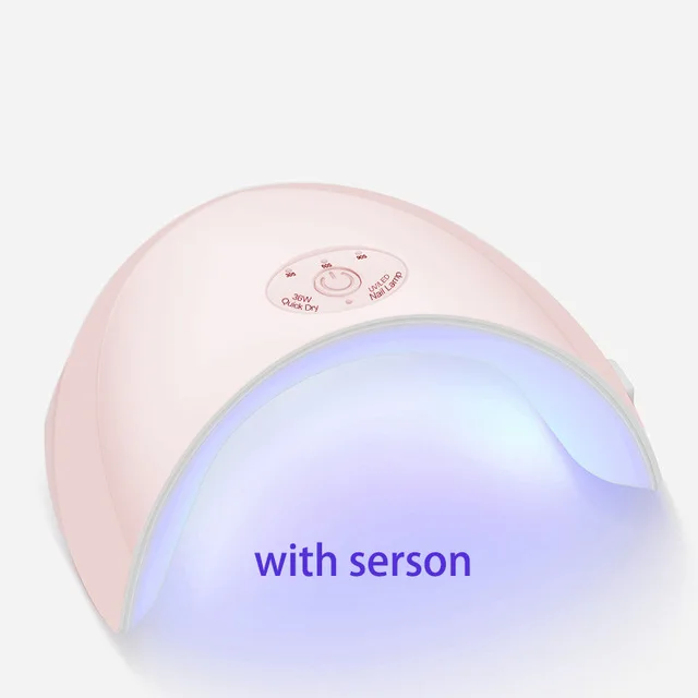 Новейший Светодиодный УФ-лампа 36 Вт, 12 шт., светодиодный Сушилка для ногтей, Гель-лак для ногтей, маникюр с кнопкой таймера, инструменты для дизайна ногтей, зарядка через usb - Цвет: pink with sensor