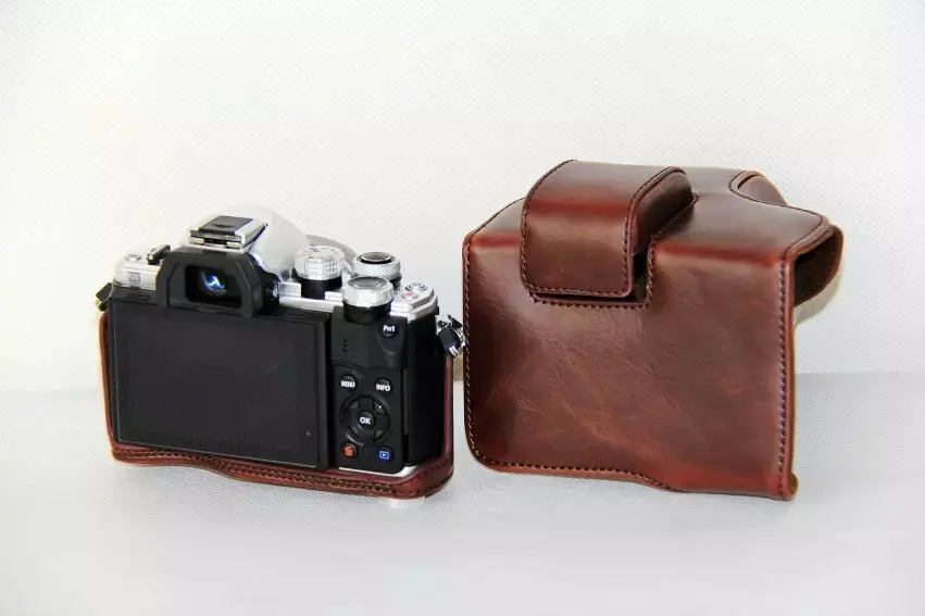 New Pu Leather Camera Case Bag For Olympus EM10 Mark II EM10 III EM10 II EM10 Mark III Camera Bag Cover With Strap