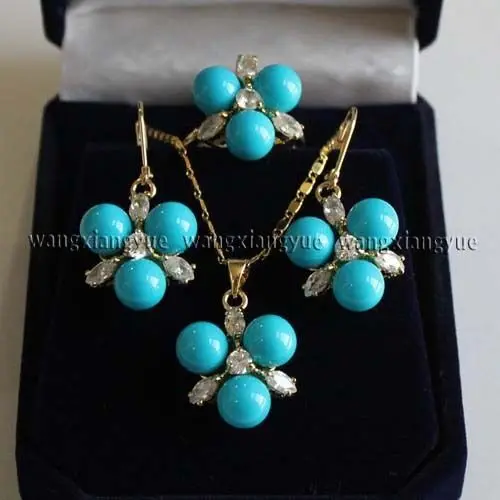 

Free shipping 14KGP GP Inlay South America Topaz Earrings/Ring/ Necklace Pendant Set AAA