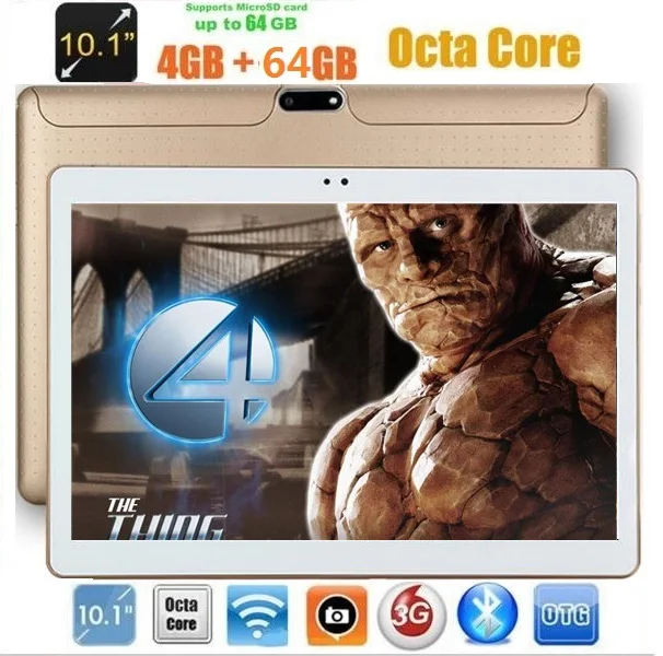 Android Tablet PC 10 дюймов Octa core 1280*800 4 ГБ Оперативная память 64 ГБ Встроенная память Dual SIM карты камер ips gps 3G WCDMA Android 7,0 Планшеты 10,1