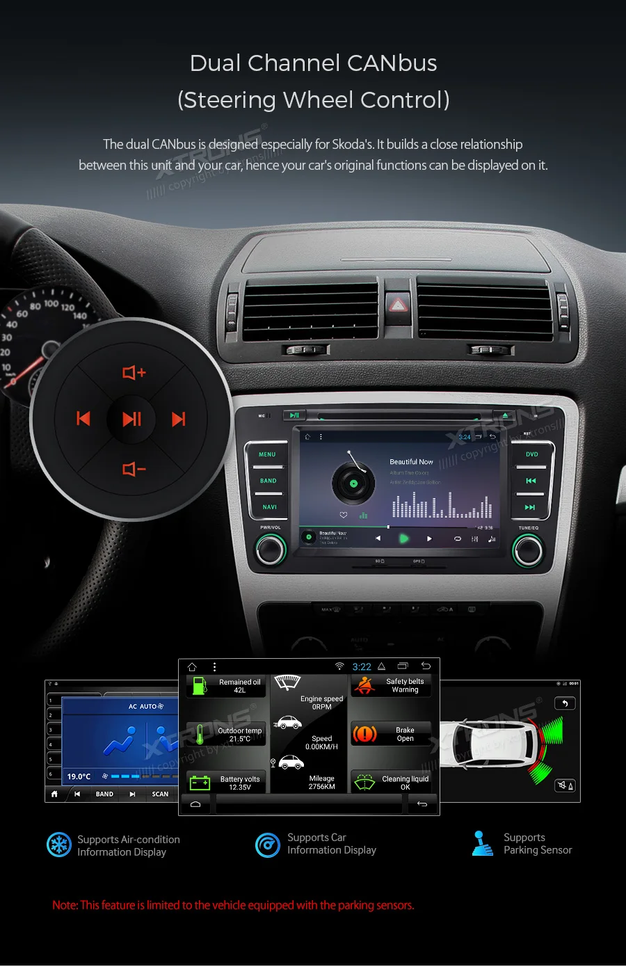 Perfect XTRONS 7" Android 8.1 2din Car Multimedia DVD Player for Skoda Octavia 2009-2013/Yeti 2008-2014 RCA GPS Navigation 15