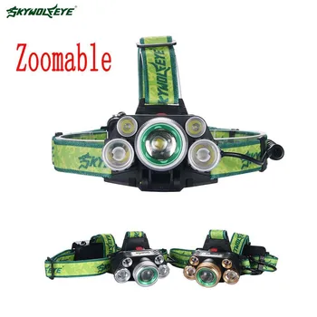 

SKTWOLFEYE 8000 Lumens 5X T6 LED USB Headlight Flashlight Adjustable Rechargeable Super Bright 4 Modes HeadLamps