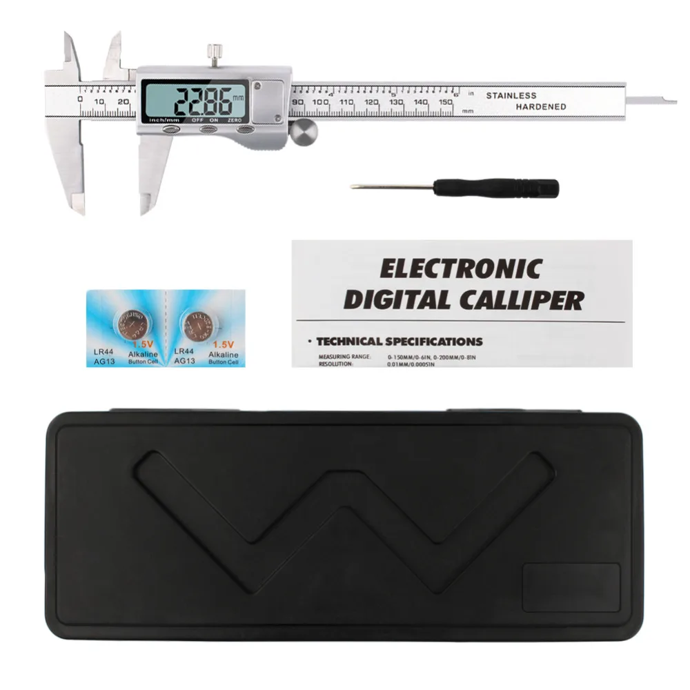 

Durable Stainless Steel Electronic Digital Caliper 0-150mm LCD Digital Vernier Caliper Metal Micrometer Ruler Measuring Tool