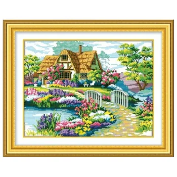 Golden Panno,Needlework,Embroidery,DIY Landscape Painting,Cross stitch,kits,11ct scenery home Cross-stitch,Sets For Embroidery 3