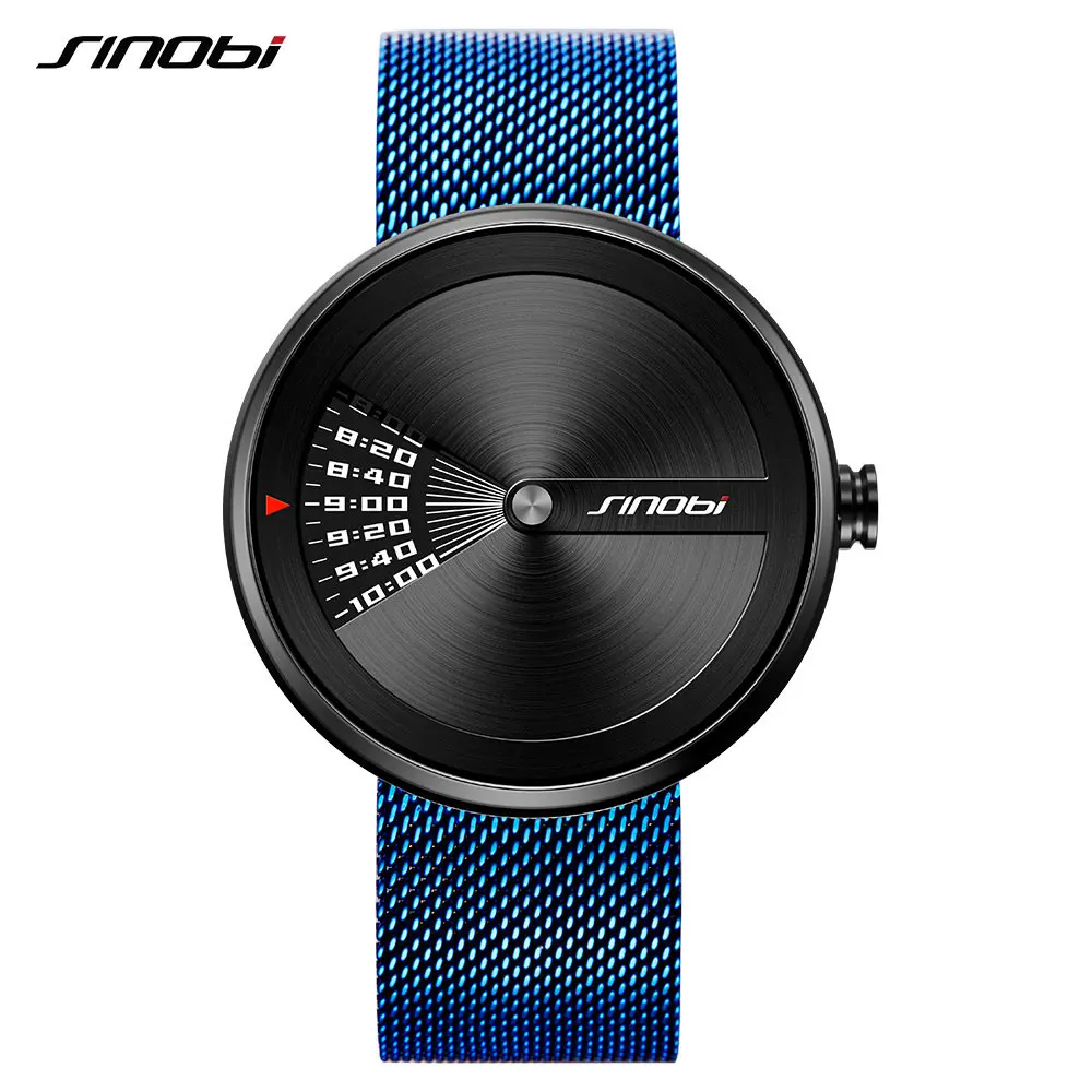 

SINOBI New Creative Sports Watch Men Stainless Steel Mesh Strap Men Watches 2019 Business Quartz Wristwatches Relogio Masculino