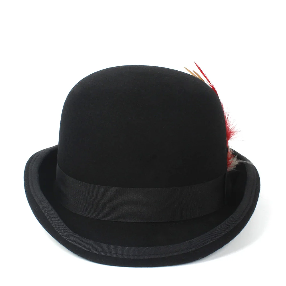 100% Australia Wool Felt Derby Bowler Hat Men Women Dress Tuxedo