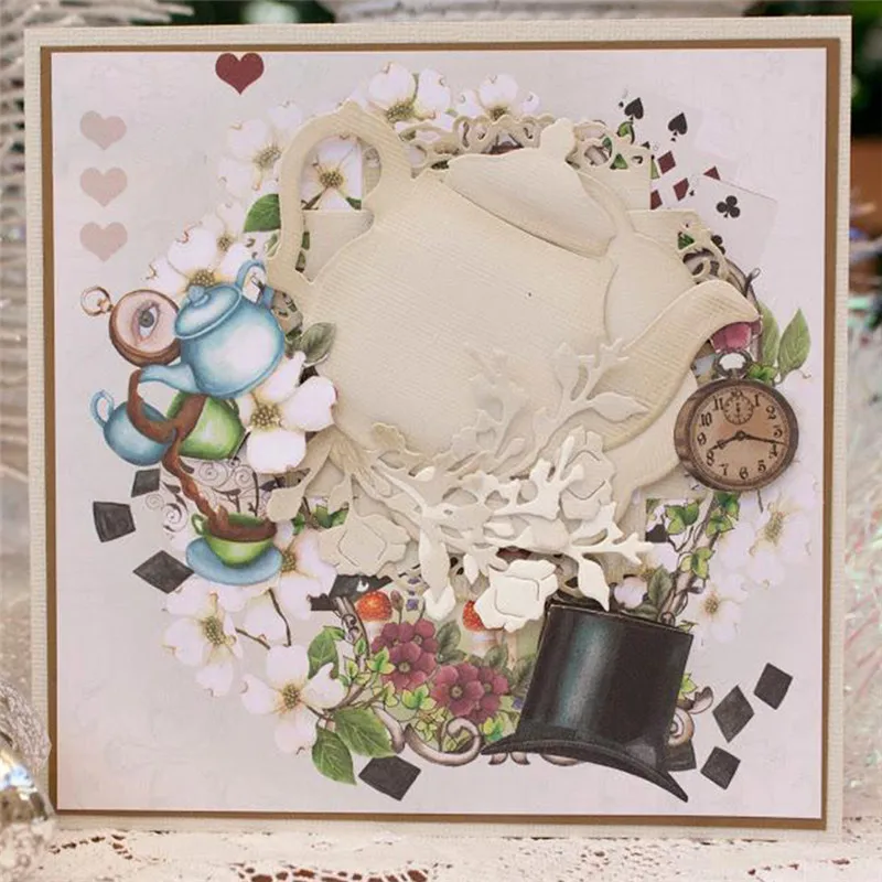 

Naifumodo Metal Cutting Dies for Scrapbooking Card Making Photo Album Embossing Paper New Dies Kettle Tableware Pattern Cut Die