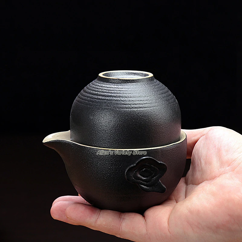 Gaiwan фарфор Черный керамика глазурованный чайный набор горшок для путешествий чайный сервиз 1 горшок 2 чашки чайный набор кунг-фу керамический портативный чайный горшок фарфор