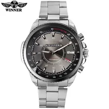 2016 GAGNANT célèbre marque hommes de luxe automatique auto vent montres cadran noir transparent en verre auto date en acier inoxydable bande