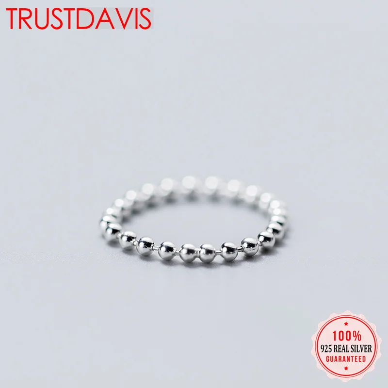 

Trustdavis 100% 925 Solid Sterling Silver Smooth Surface Beads Cocktail Ring Size 6 7 8 Women Girls Kids Xmas Gift DA247