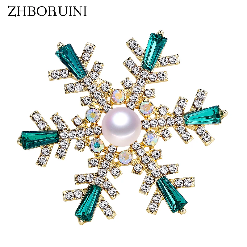 ZHBORUINI 2019 Высококачественная брошь с натуральным пресноводным жемчугом снежинка