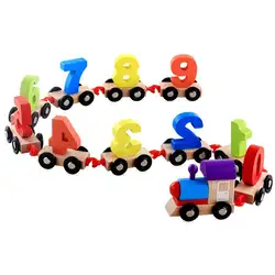 Прочный детское Дерево игрушка красочный цифровой и маленький игрушечный поезд дома раннего образования> 3 лет 0-9 игрушка