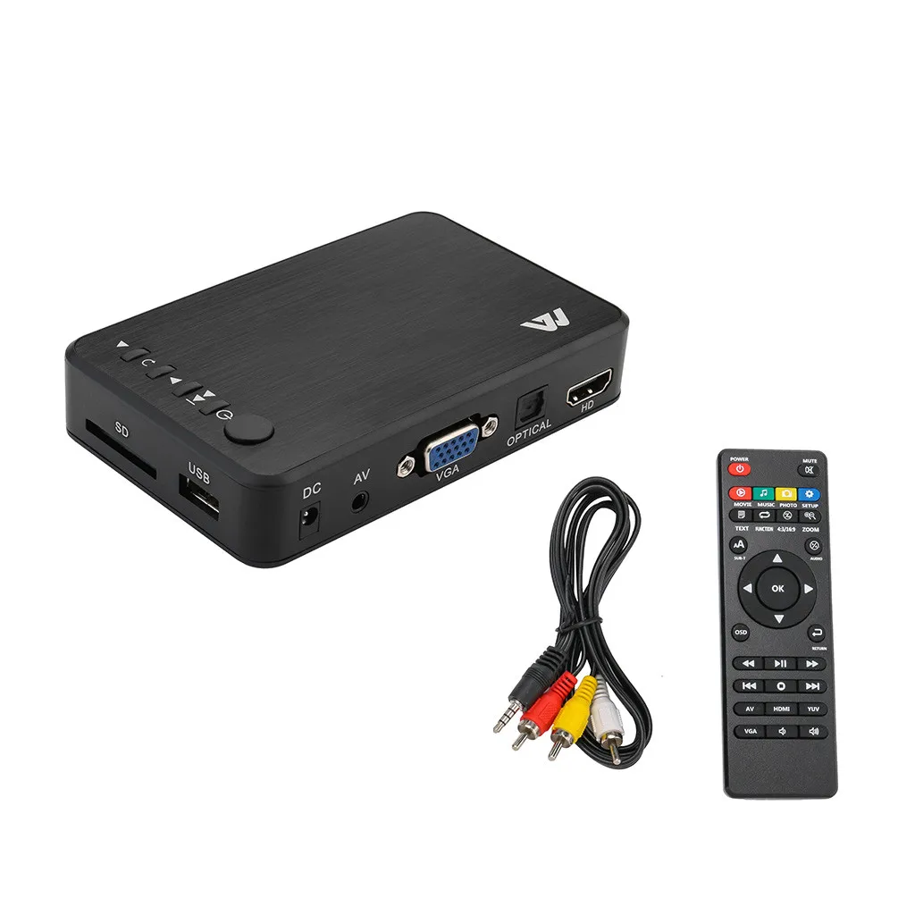 Мини Full 1080P HD мультимедийный плеер tv BOX 3 выхода HDMI/VGA/AV USB и SD карта HDD плеер медиаплеер центр+ пульт дистанционного управления