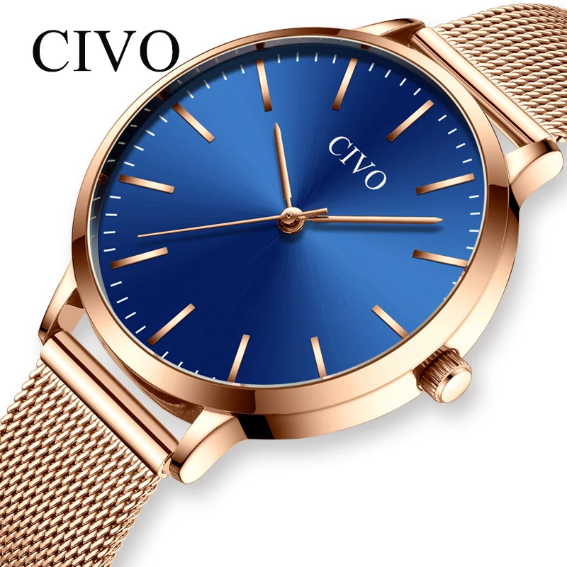 

CIVO Luxury Brand Watch Women Fashion Casual Waterproof Ladies Watch Ultra Thin Steel Mesh Strap Elegant Quartz WristWatch Women
