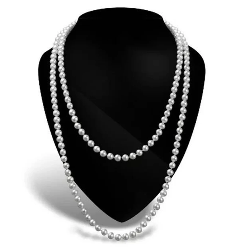 150cm Long Imitation Pearl Necklace White Pearl Necklace Wholesale Lady