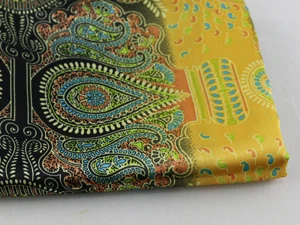 Мягкий материал для платья, шармез, этнический пэтчворк Пейсли, атласная ткань с принтом - Цвет: yellow
