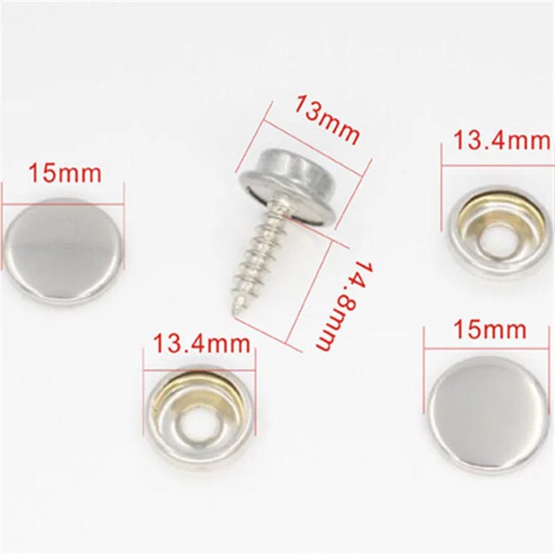

50Pcs Push Button Set Stainless Steel Snap Buttons Kit With Tools for Tarpaulin Camping Sewing SLC88