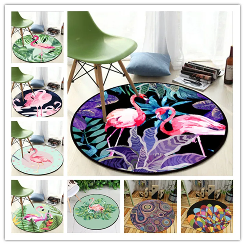 Мультфильм "фламинго" печатных ребенка круглый ковры дети Гостиная играть в игры Ковры S Детская комната Декор Ковры маленьких Спальня ползать Tapete