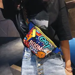 Модная женская сумка на грудь, хип-поп, водонепроницаемая сумка через плечо с принтом граффити, широкая сумка-мессенджер на плечевом ремне