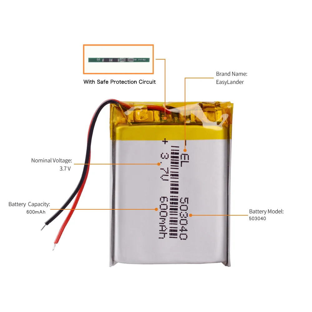 Полимерная батарея 600 mah 3,7 V 503040 умный дом MP3 колонки литий-ионная батарея для dvr, gps, mp3, mp4, DVD power bank, динамик