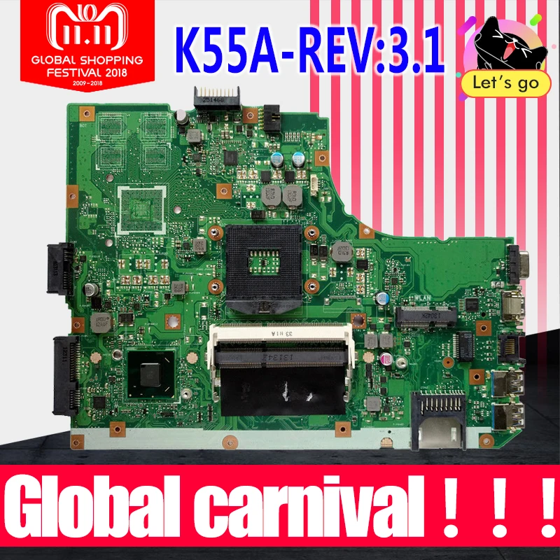 K55VD Motherboard REV3.1 RAM For ASUS K55A K55VD laptop Motherboard K55VD Mainboard K55A Motherboard K55VD mainboard test OK K55VD Motherboard REV3.1 RAM For ASUS K55A K55VD laptop Motherboard K55VD Mainboard K55A Motherboard K55VD mainboard test OK