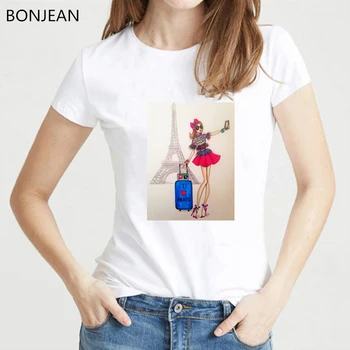 

Vogue Women t Shirt Paris Style Eiffel Tower White T-shirt femme Girl Summer tumblr Tops Streetwear harajuku tshirt female