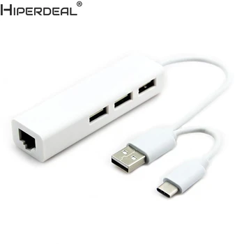

HIPERDEAL USB 3.1 Type C to Gigabit Ethernet Network USB 2.0 Hub 3-port Cable LAN Adapter Oct30HW