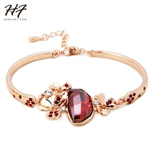 Высокое качество H207 Клевер Красный Кристалл розовое золото цвет браслет ювелирные изделия австрийский кристалл Лидер продаж