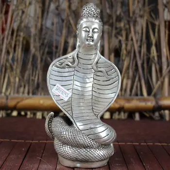 

Exquisite gifts, white bronze ornaments, the statue of Guanyin on the body of a snake.