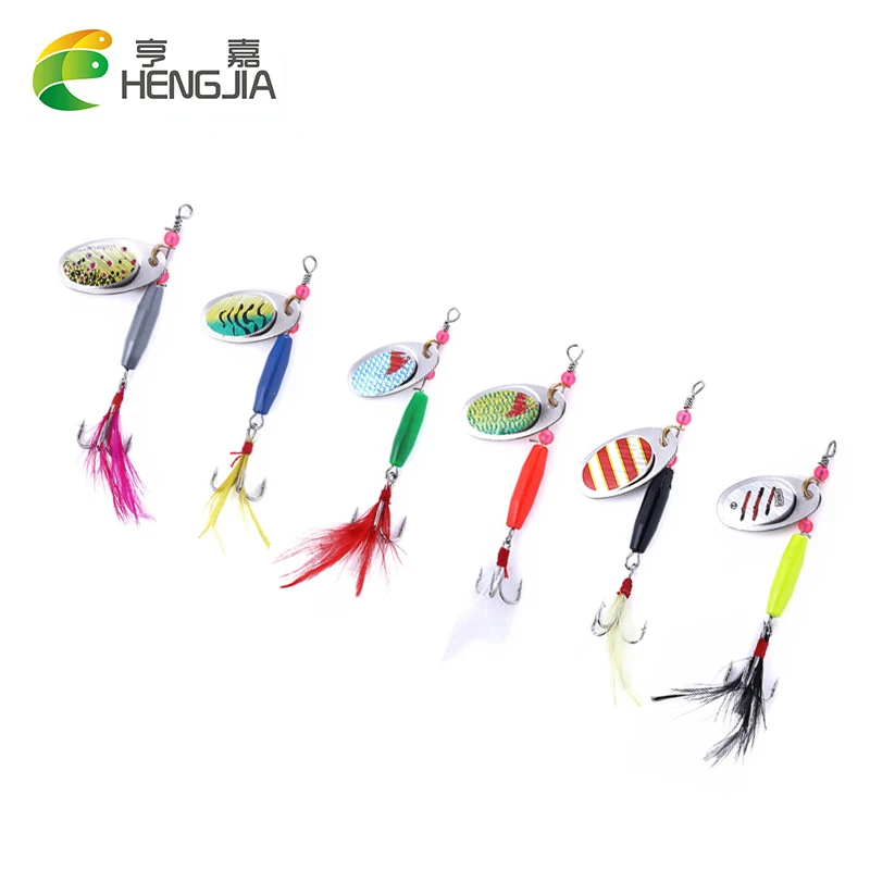 Hengjia 6 шт. 7 5 г Петушиный хвост Spinner ложка приманки набор для бас форель рыболовная