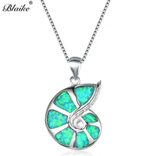 Blaike Мистический Огонь ожерелье с опалом женское серебро 925 пробы зеленый/фиолетовый/белый/синий опал Подвески в виде ракушки для женщин Радужный чокер