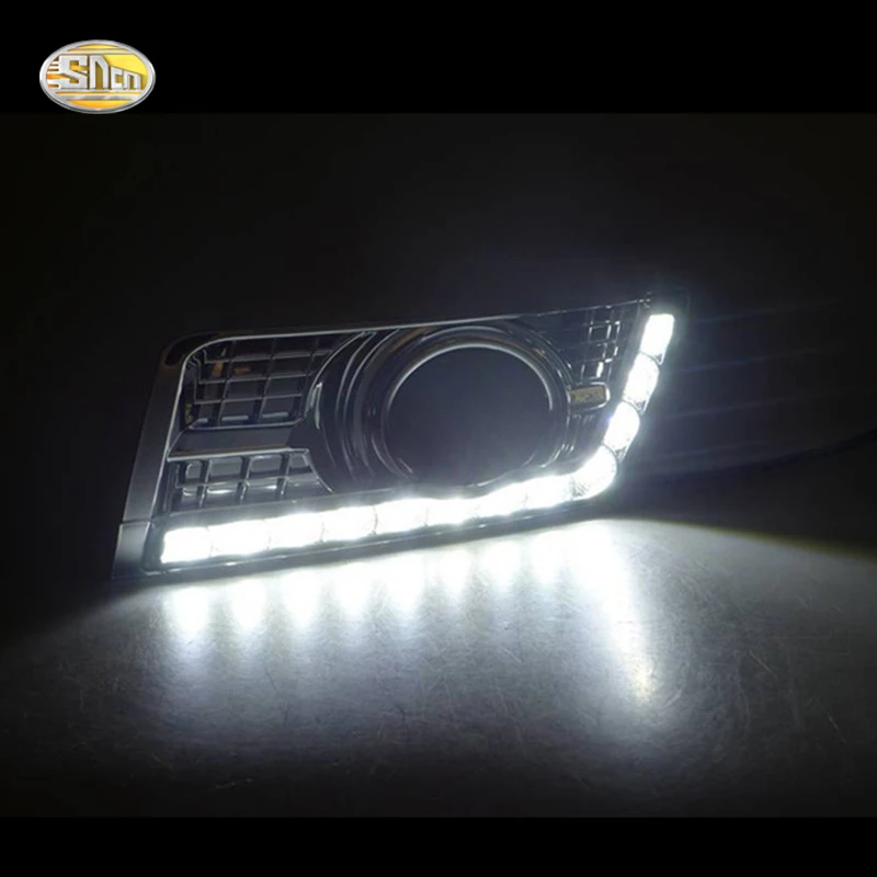 SNCN светодиодный дневные ходовые огни светильник для Cadillac SPX 2012 2013 светодиодный DRL с желтым поворота светильник хром колпак противотуманных фар