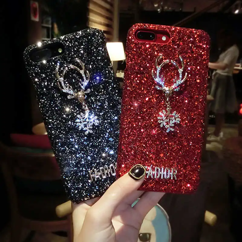 

Luxury Bling Glitter Elk Phone Case For iPhone xs max xr xs Fashion Design Case For iPhone 6 6s 7 8 plus Ultra Slim Hard Case