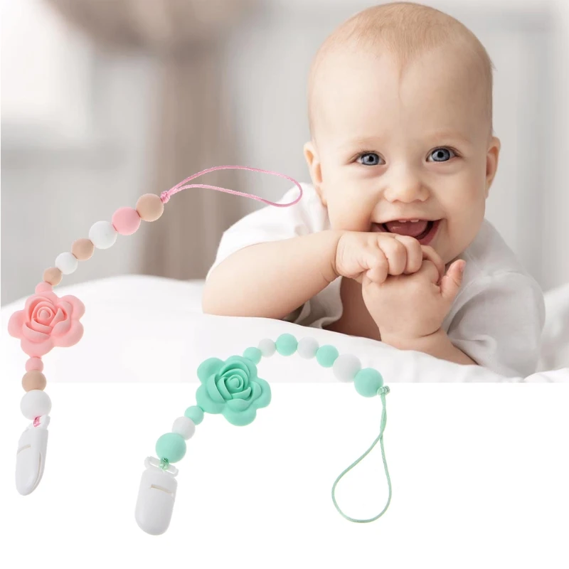 Infant Teething Dummy Clips Chains Baby Silicone Teether Pacifier