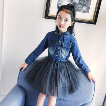 

2018 autumn long sleeve dresses kids clothes deinm clothing children