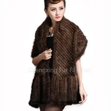 CX-B-M-46A новейший модный дизайн Зимняя ручная вязка из натурального меха норки Женская Изысканная шаль