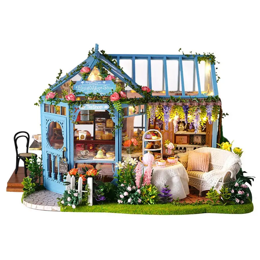 

DIY Cabin Rose Garden Tea House Handmade Architectural Model Wooden Villa Innovative Girls Toys Suitable For People Over 6 Years