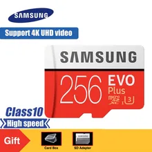 SAMSUNG карта памяти Micro SD карты памяти EVO Plus 256 ГБ 95 МБ/с. Class10 U3 UHS-I Разъем для карты TF 4 к HD с адаптером для смартфонов и планшетов