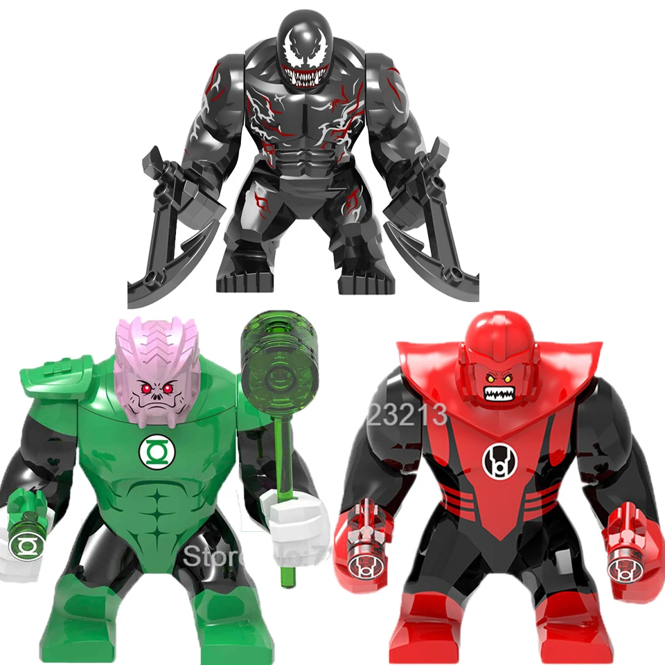 

Big 7cm Green Lantern Kilowog Clayface Rhino Figure Skaar Lizard Juggernaut Anti-Venom Wolverine Building Blocks Set Kids Toys