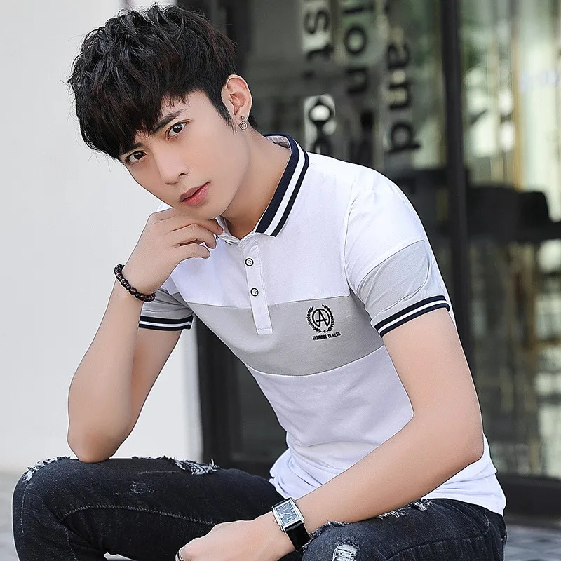 

Patchwork Embroidery letter print summer clothes High Quality cotton business vintage slim men 2019 fashion summer polo shirt