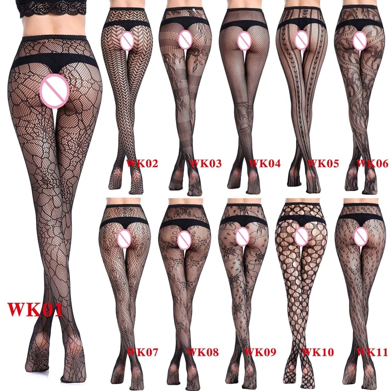 

Women Sexy Lingerie Jacquard Lace Elastic Stockings Transparent Black Fishnet Stocking Thigh Sheer Tights Embroidery Pantyhose